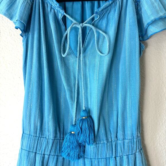 Karina Grimaldi Revolve Blue Daisey Metallic Ruffled Mini Dress Size XS - Picture 5 of 7